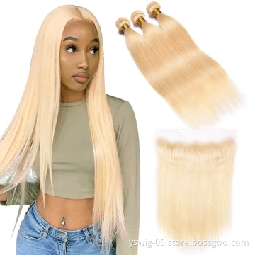 Premium Quality Cambodian Cuticle Aligned Hair Virgin Human Hair 613 Bundles with Frontal